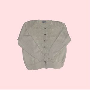 White Crochet Button Cardigan
